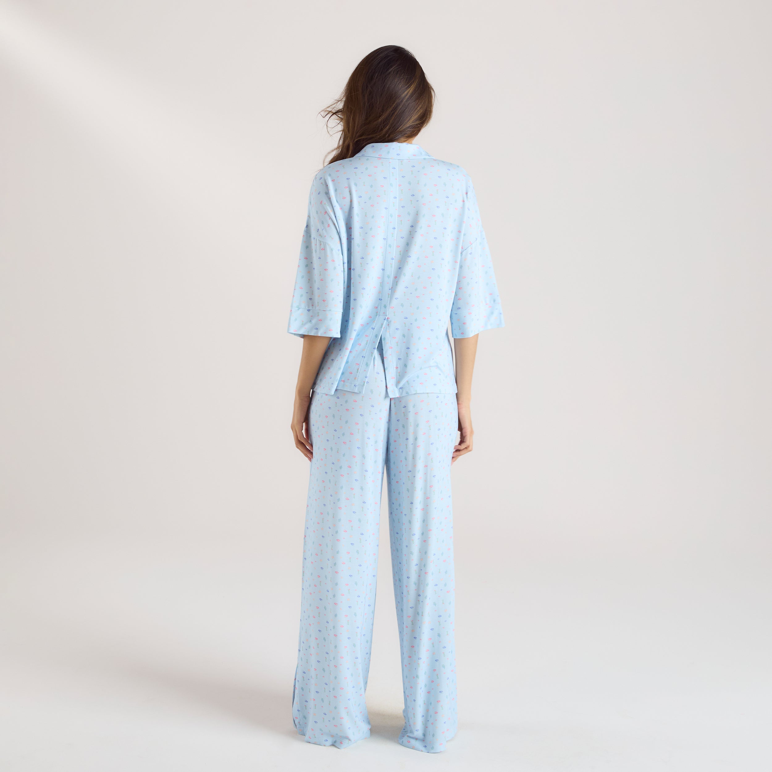 Chemise de Pyjama à Manches Courtes en Modal | Chemise de Pyjama à Manches Courtes en Modal - Bleu Floral