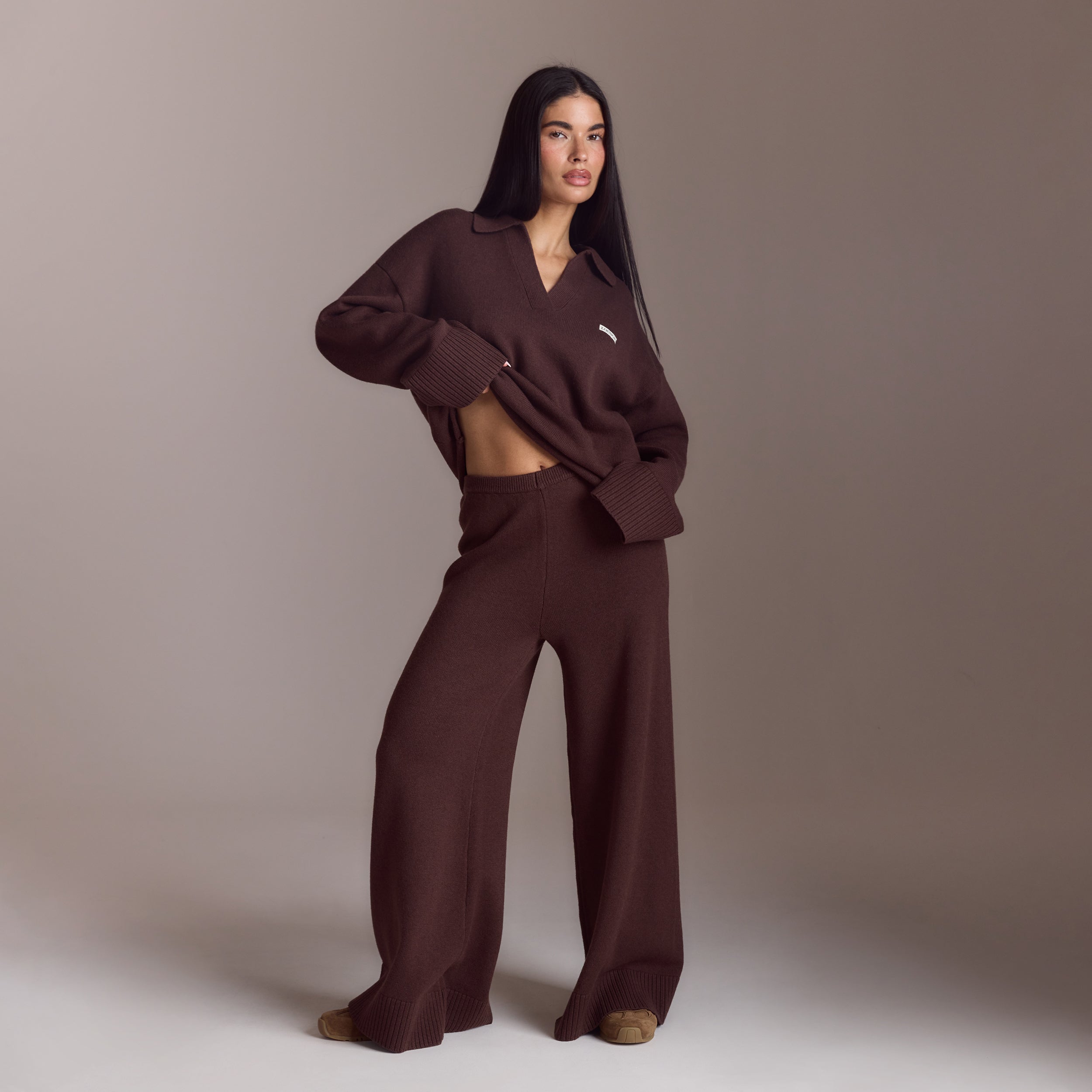 Pull à Col Boutonné | Pull à Col Boutonné - Chocolat