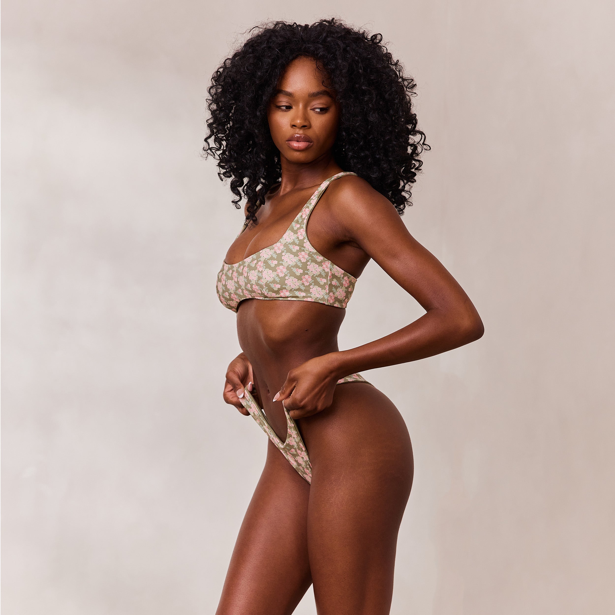 Plongeant Haut de Bikini Réversible | Plongeant Haut de Bikini Réversible - Vert/Floral