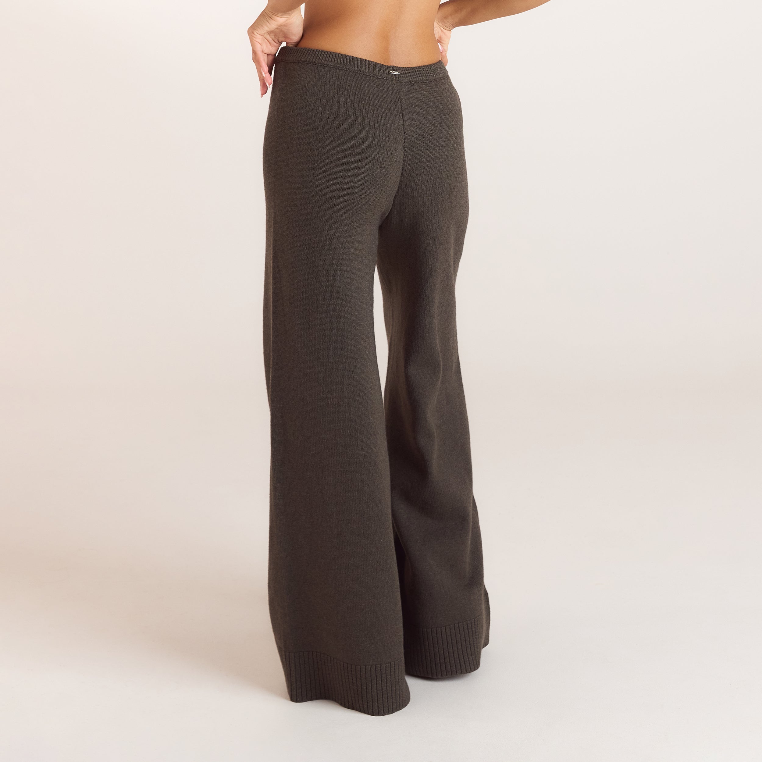 Pantalon en Maille à Ourlets Côtelés | Pantalon en Maille à Ourlets Côtelés - Vert Mousse