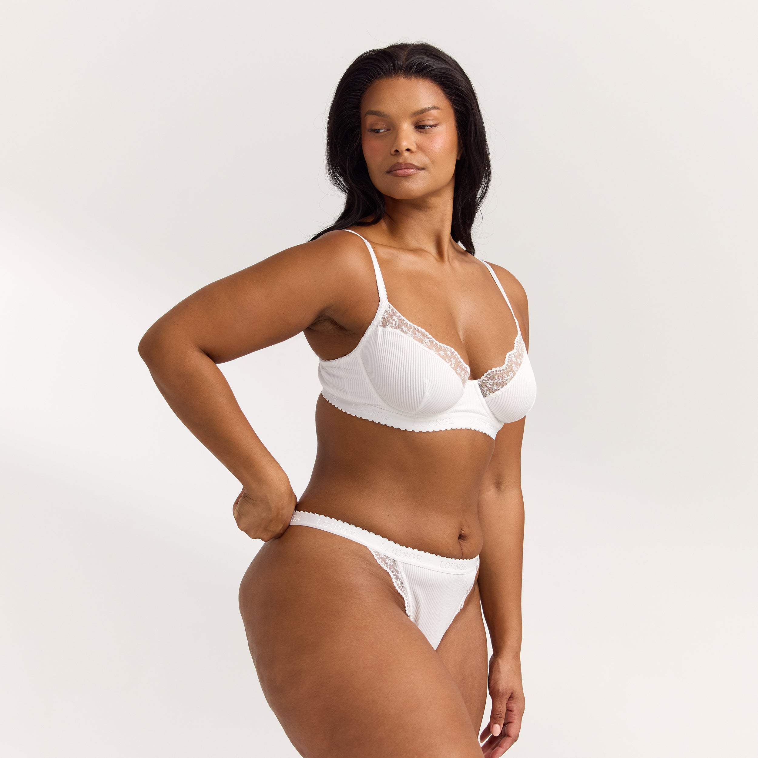 Ribbed Balcony Soutien-Gorge | Ribbed Balcony Soutien-Gorge - Blanc