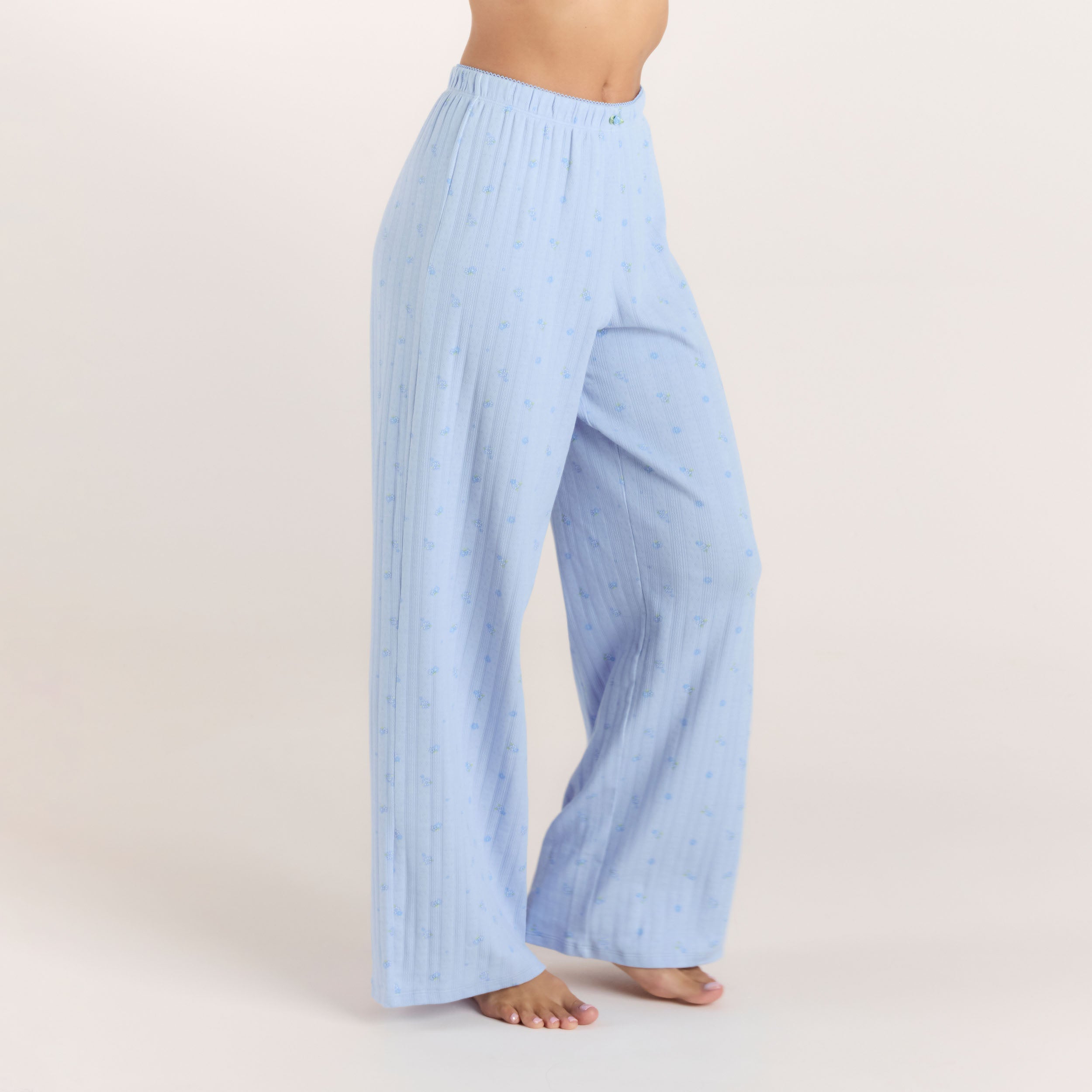 Pantalon de Pyjama en Pointelle | Pantalon de Pyjama en Pointelle - Bleu Floral