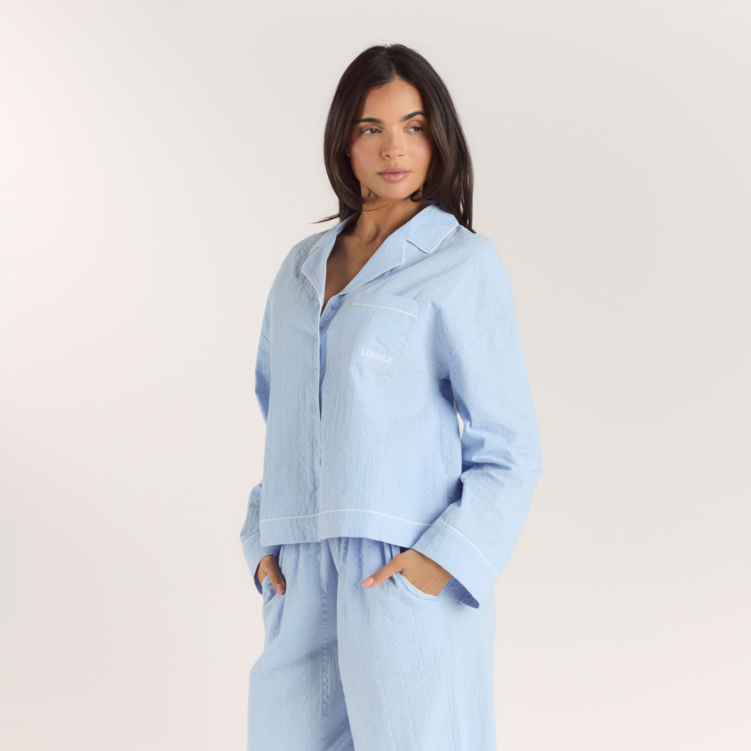 Chemise de Pyjama Texturée | Chemise de Pyjama Texturée - Bleu