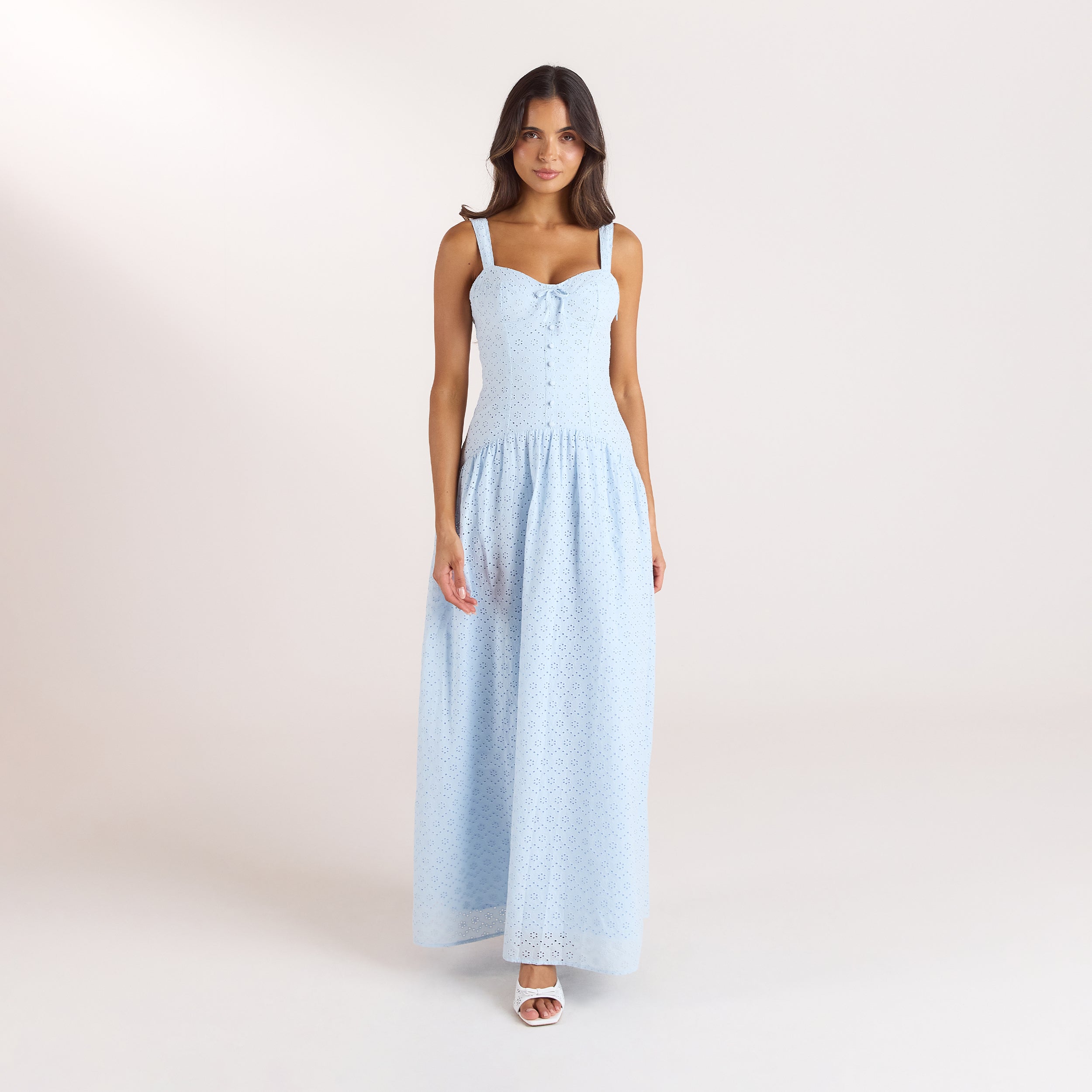Robe Maxi en Broderie | Robe Maxi en Broderie - Bleu