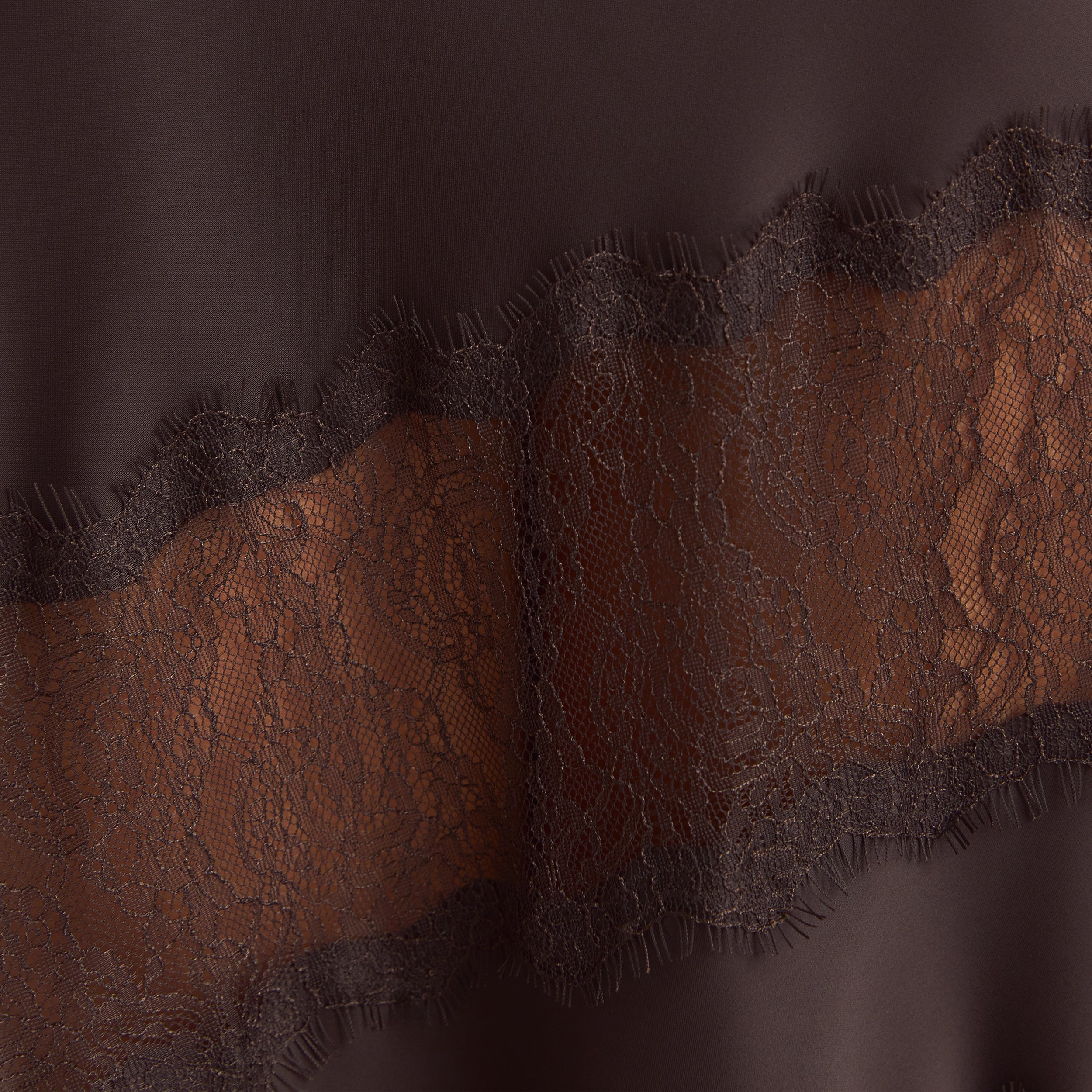 Jupe Maxi avec Empiècements en Dentelle | Jupe Maxi avec Empiècements en Dentelle - Chocolat