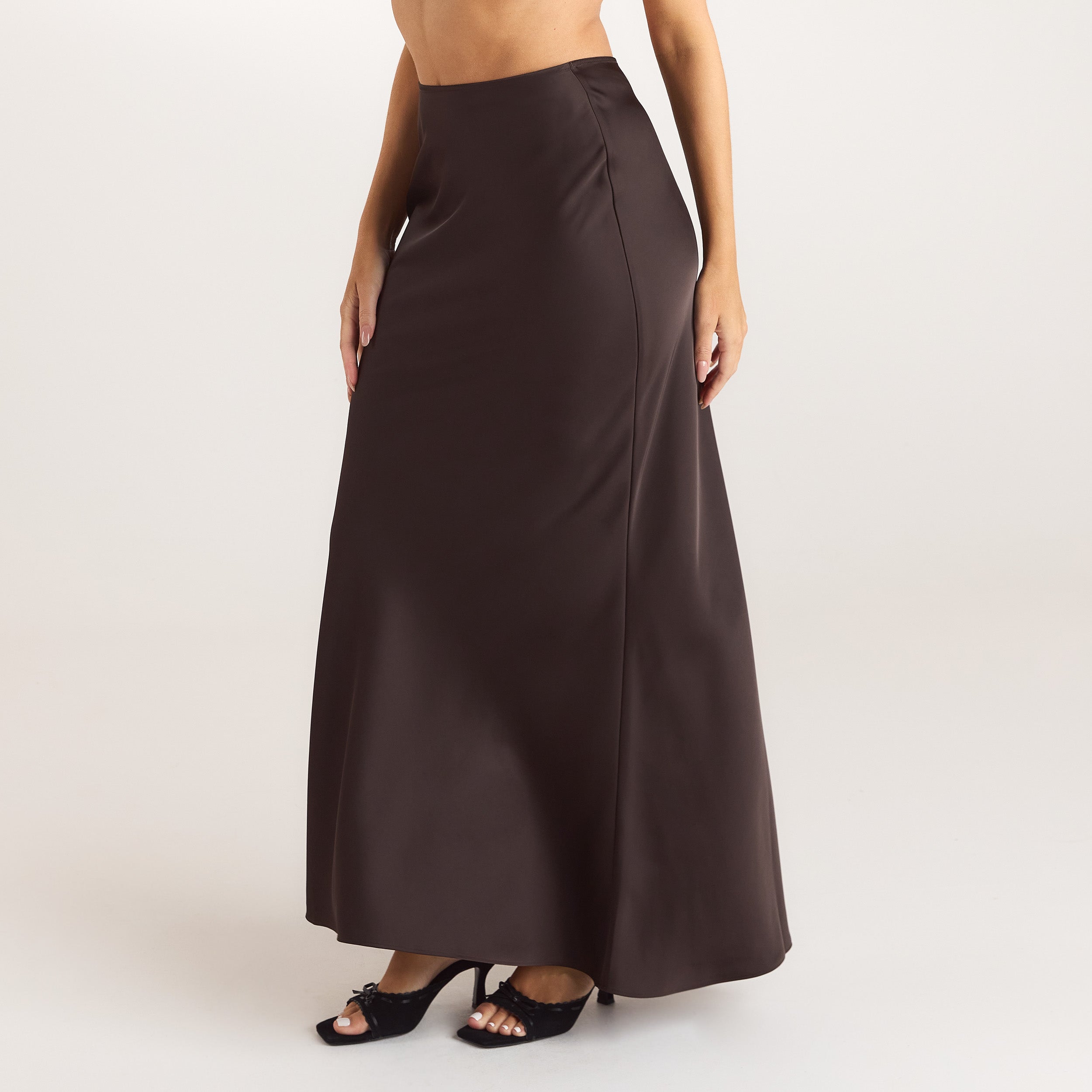 Jupe Maxi en Satin | Jupe Maxi en Satin - Chocolat
