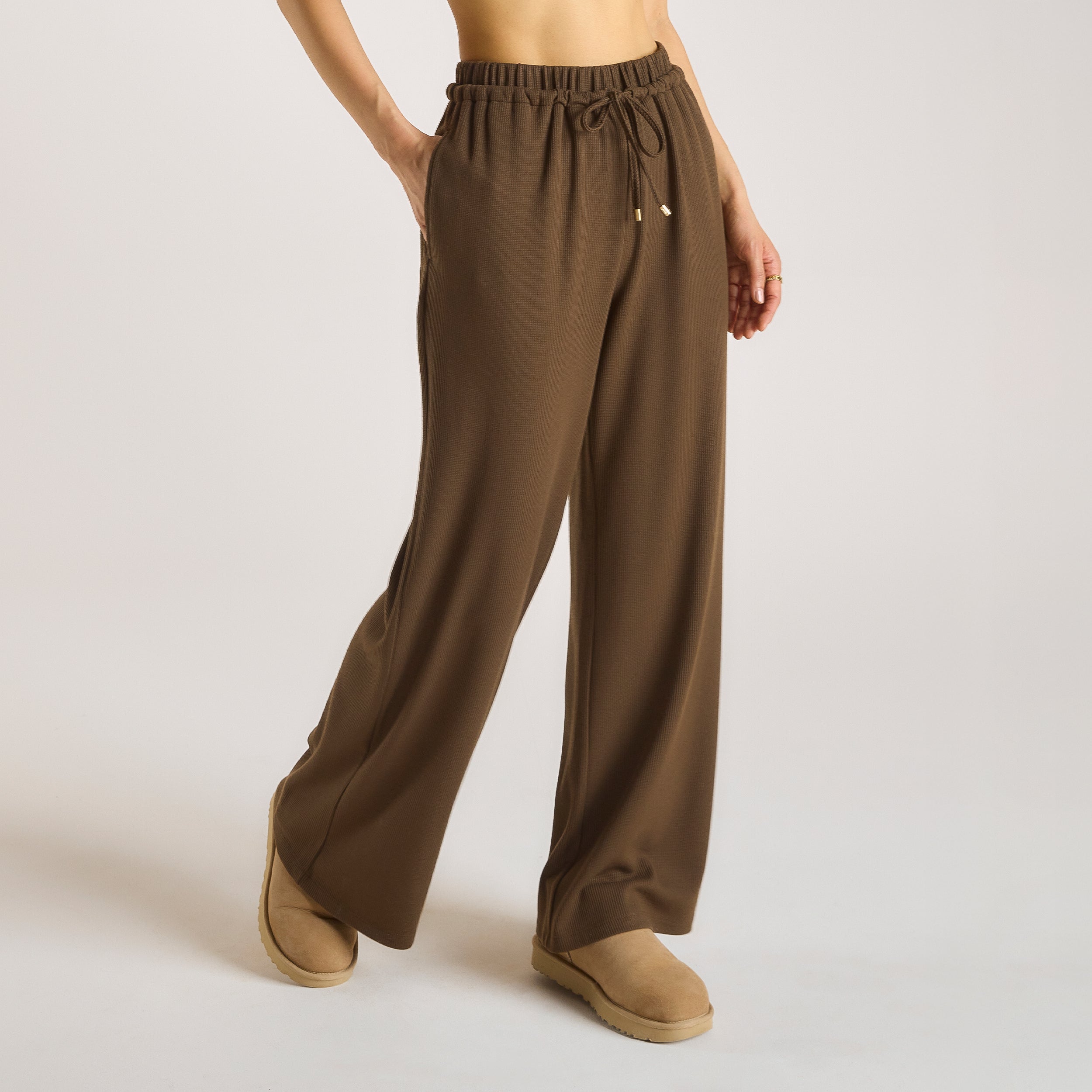 Pantalon Large Waffle  | Pantalon Large Waffle - Chocolat
