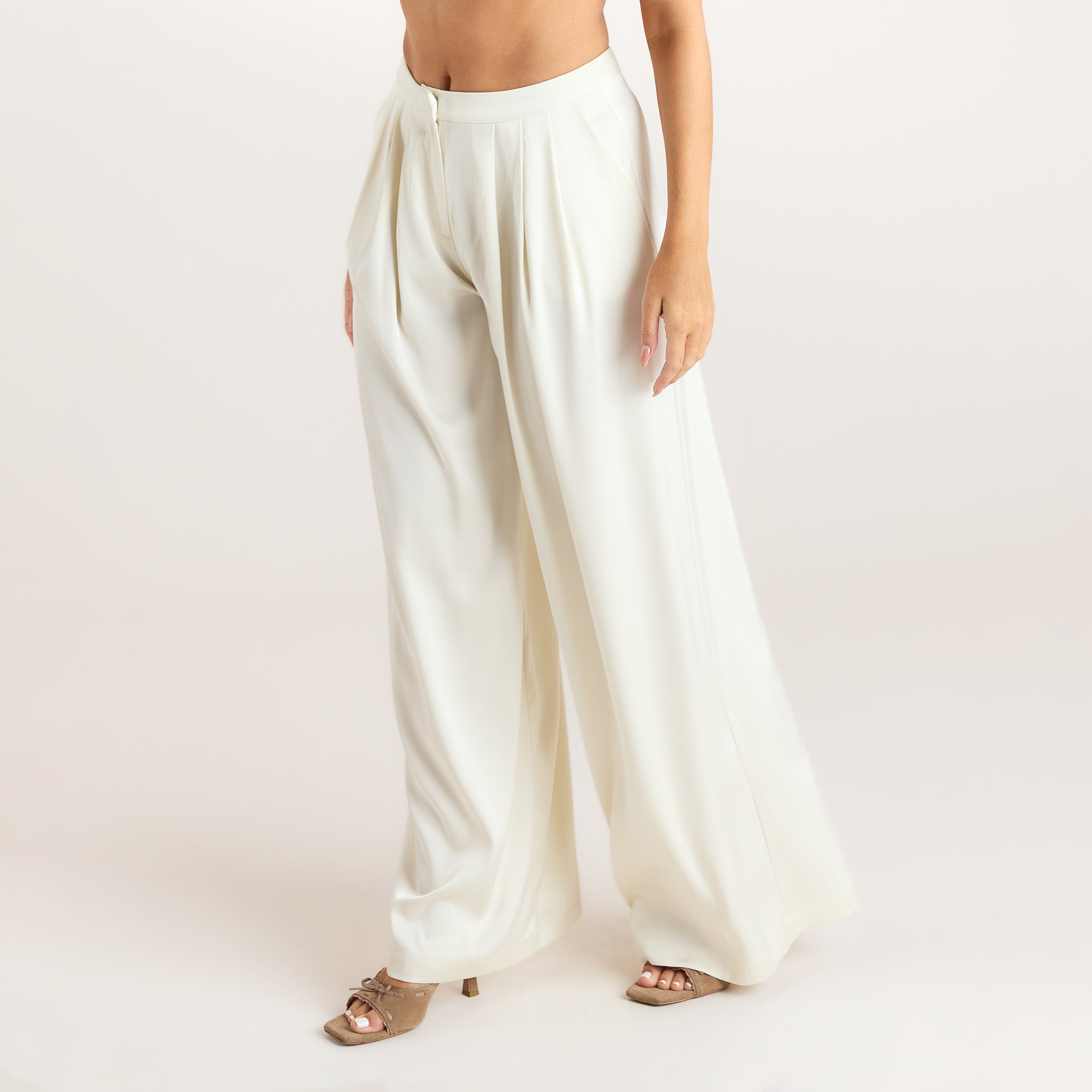 Pantalon en Satin | Pantalon en Satin - Crème