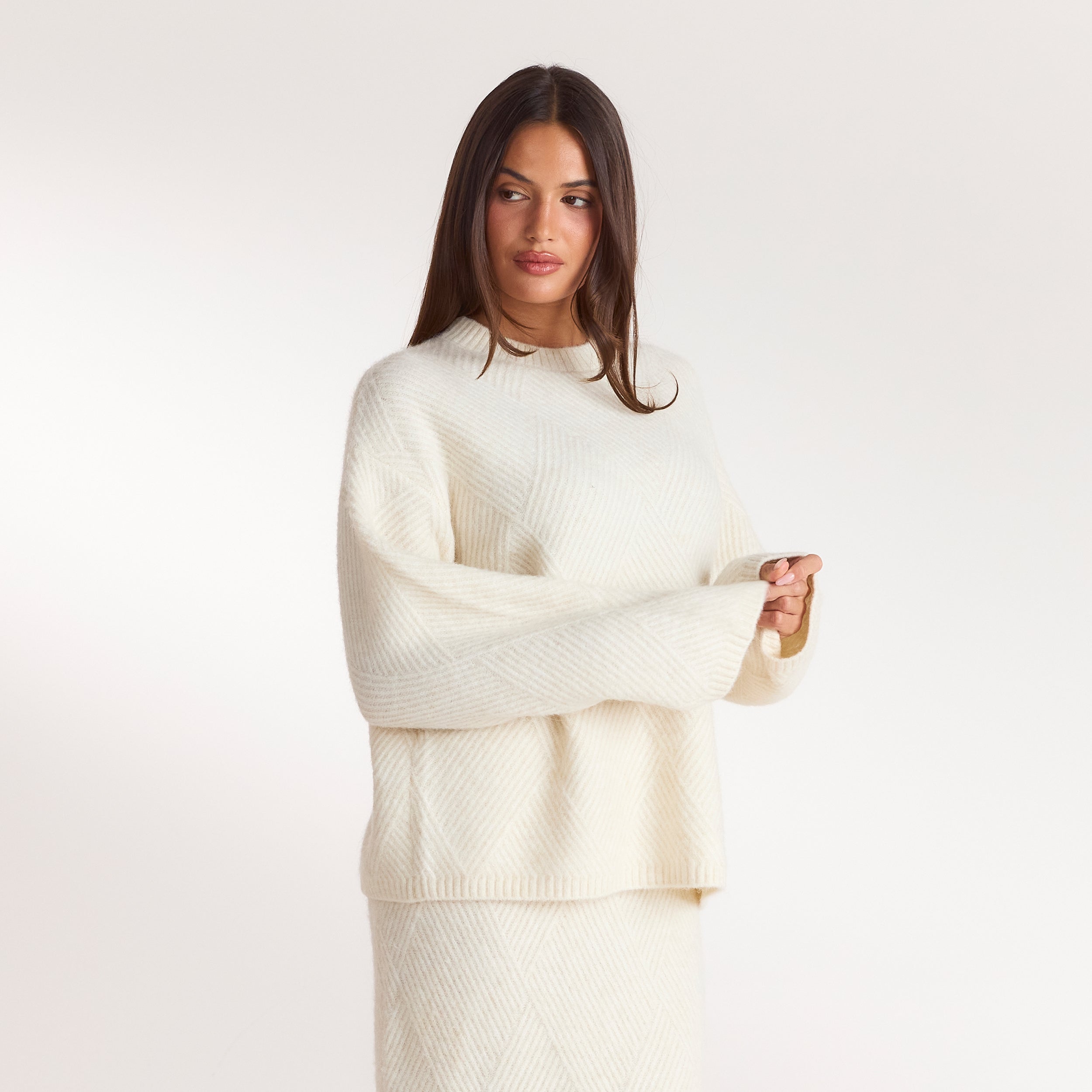 Pull en Maille à Losanges | Pull en Maille à Losanges - Crème