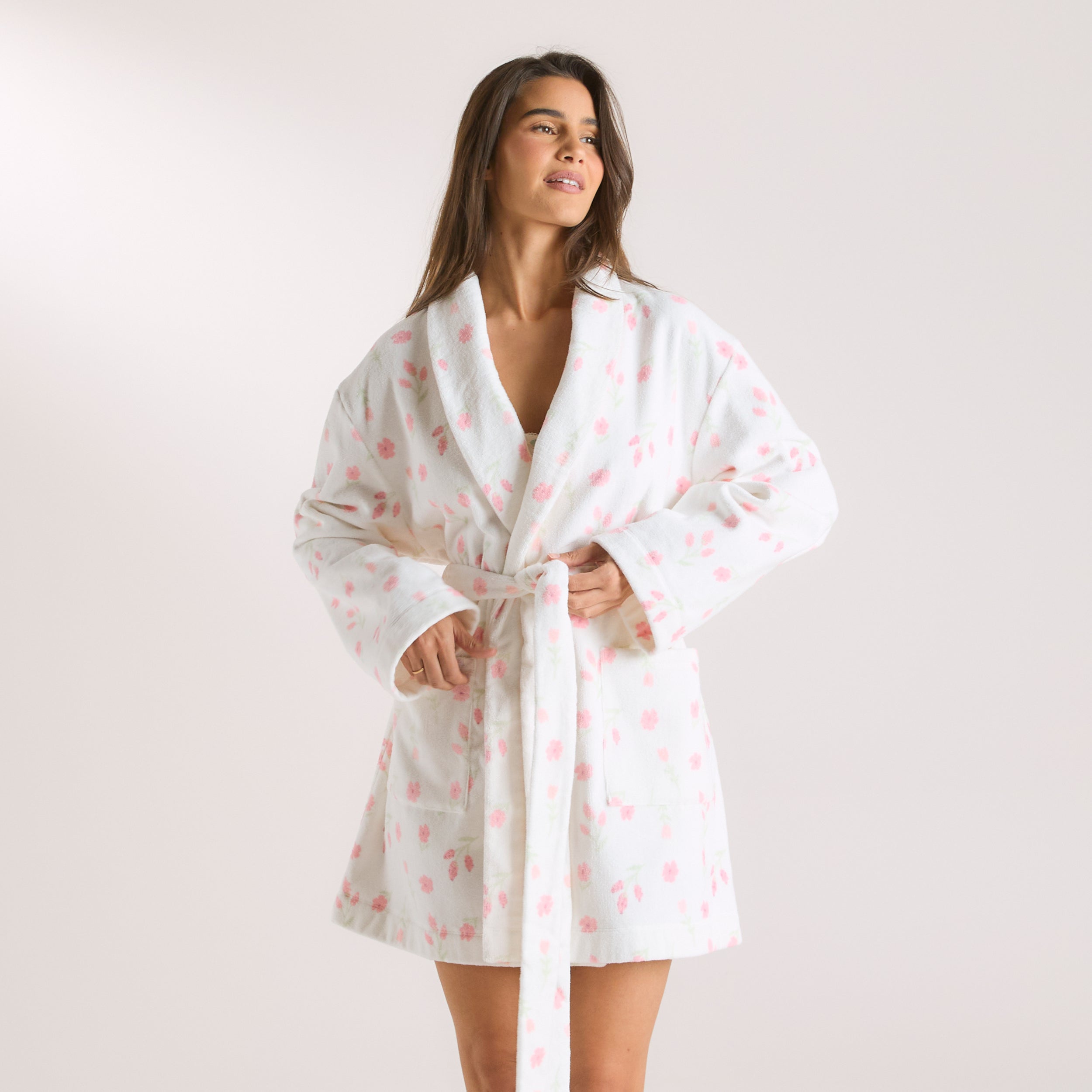Peignoir en Tissu Éponge | Peignoir en Tissu Éponge - Motif Floral