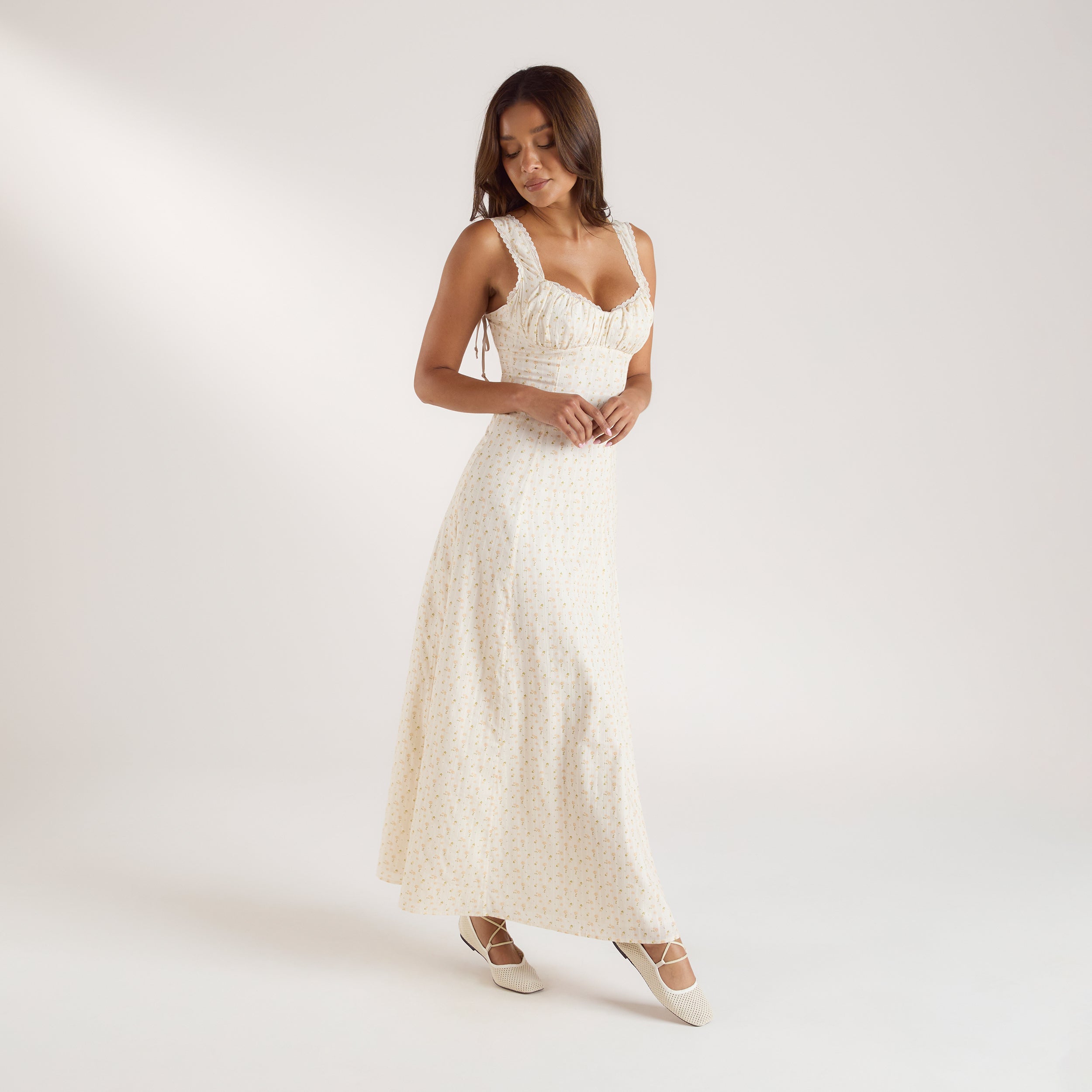 Robe Maxi Dos Corset | Robe Maxi Dos Corset - fleur de pêche