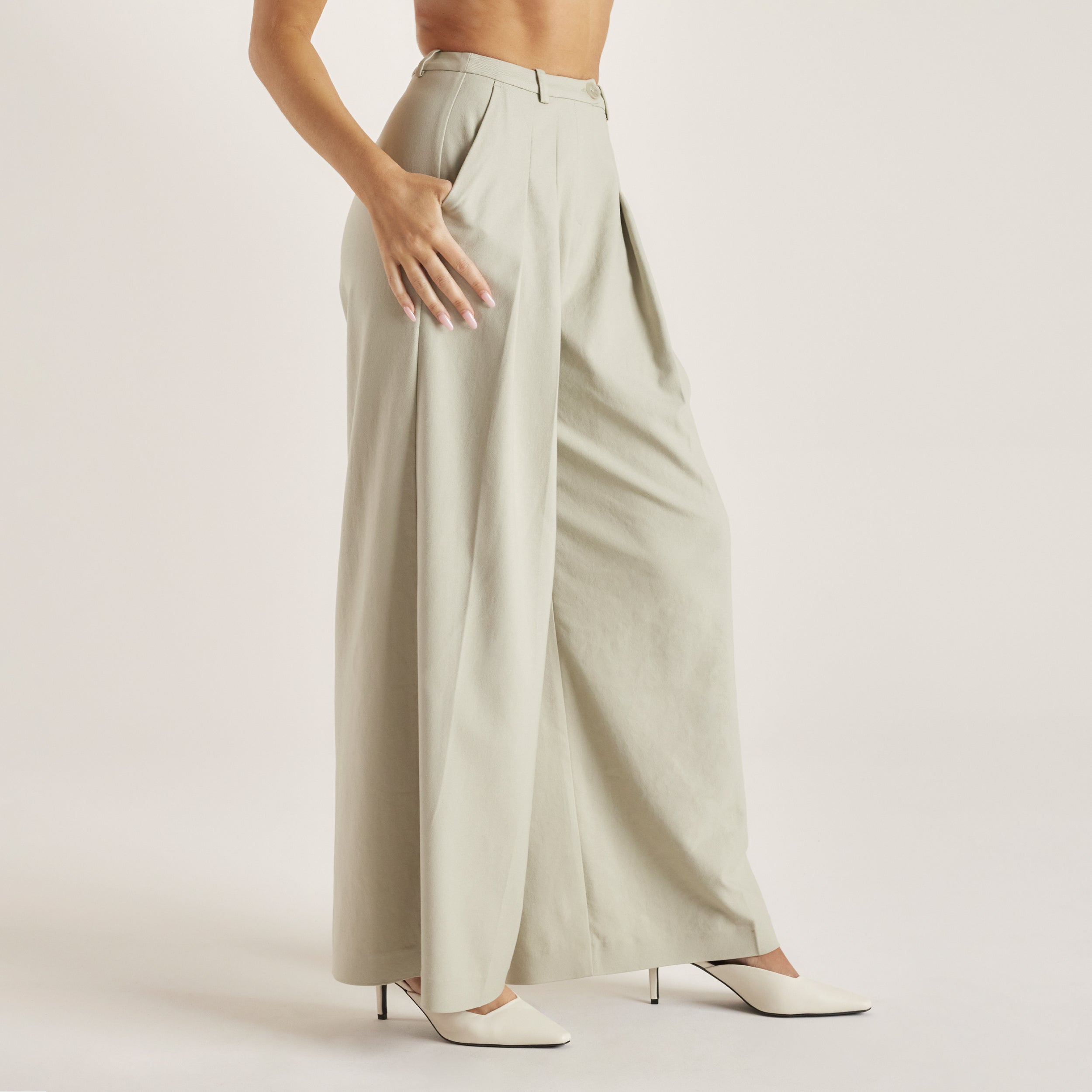 Pantalon Large Tissé | Pantalon Large Tissé - Sauge