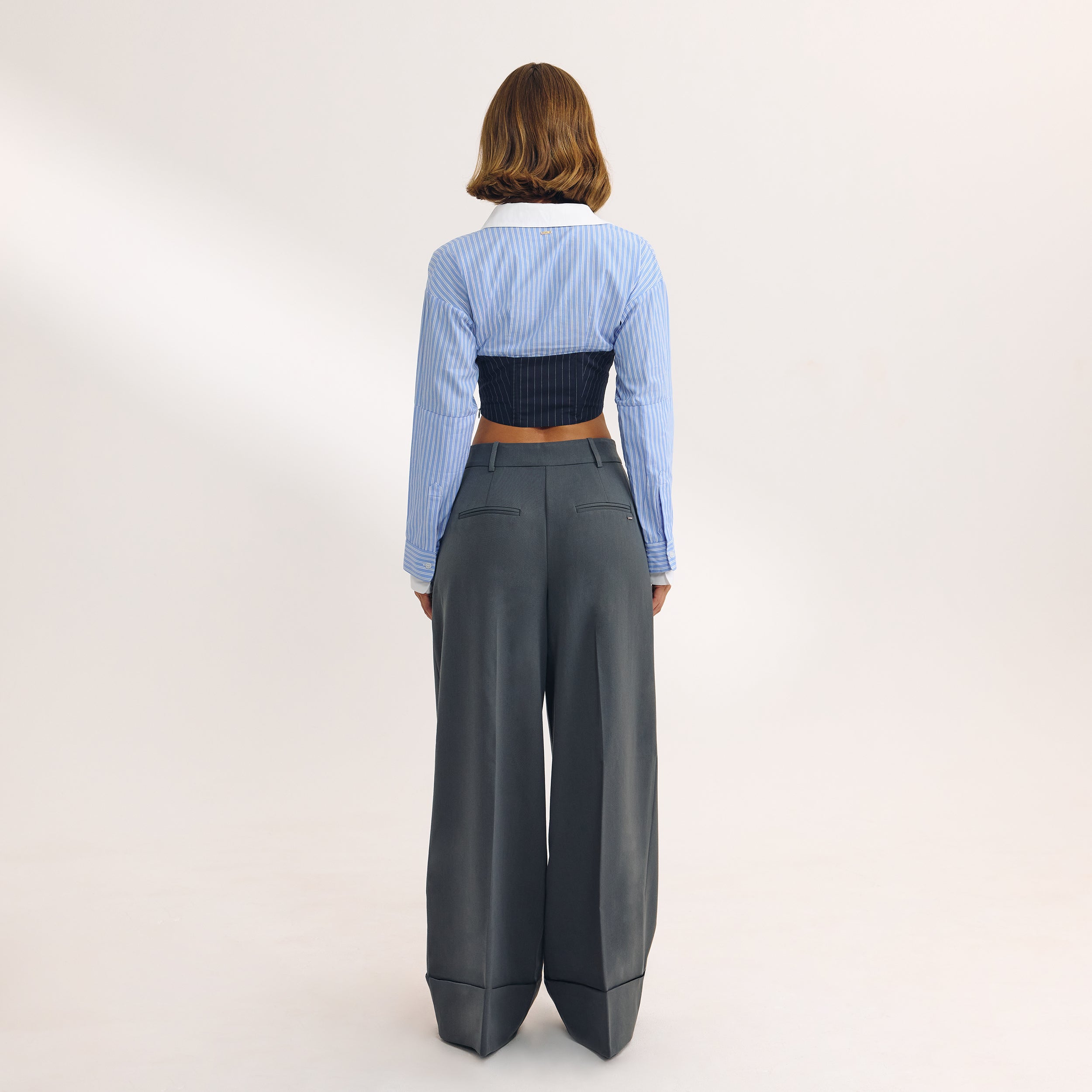 Chemise Bustier à Manches Longues | Chemise Bustier à Manches Longues - Bleu