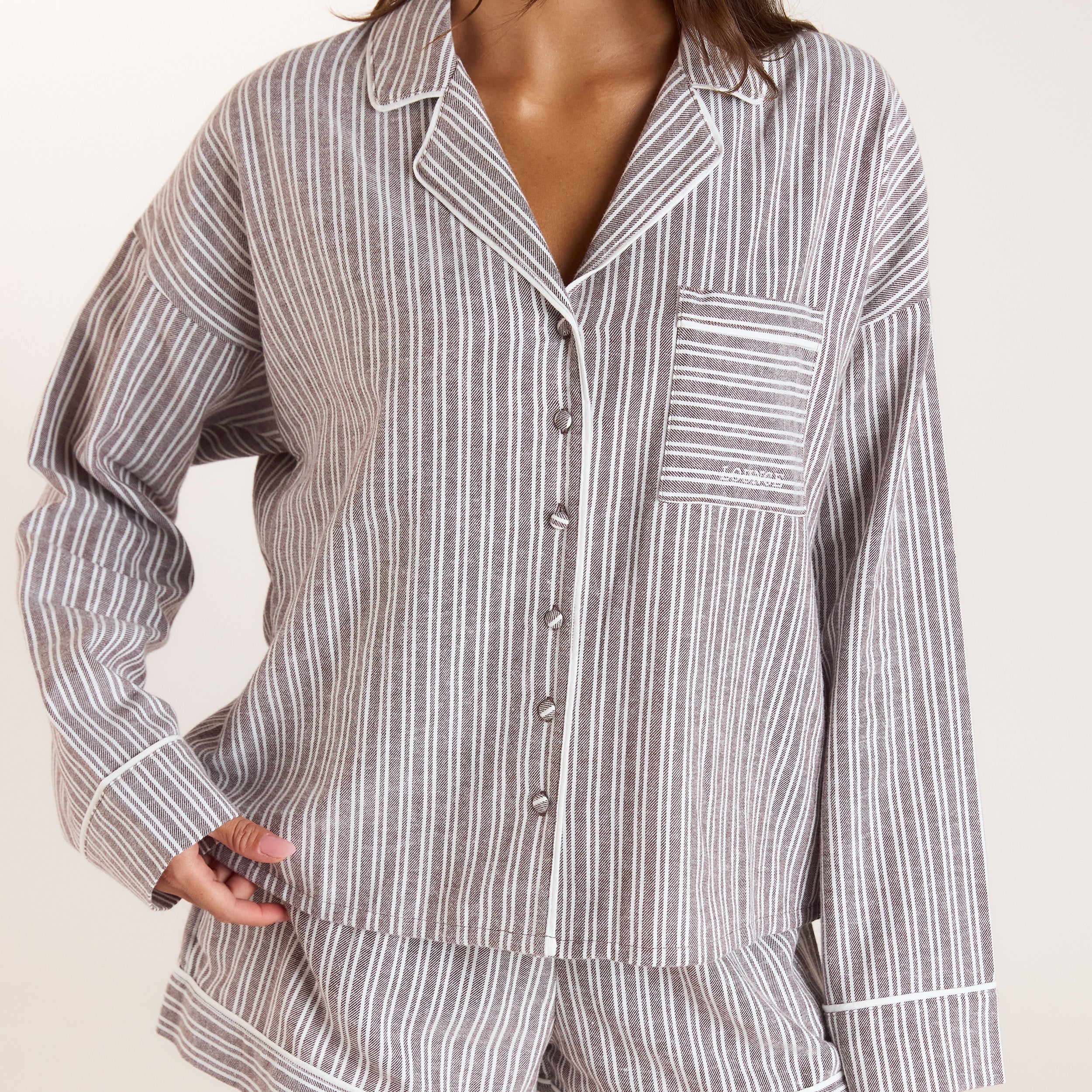 Chemise de Pyjama Stripe | Chemise de Pyjama Stripe - Chocolat