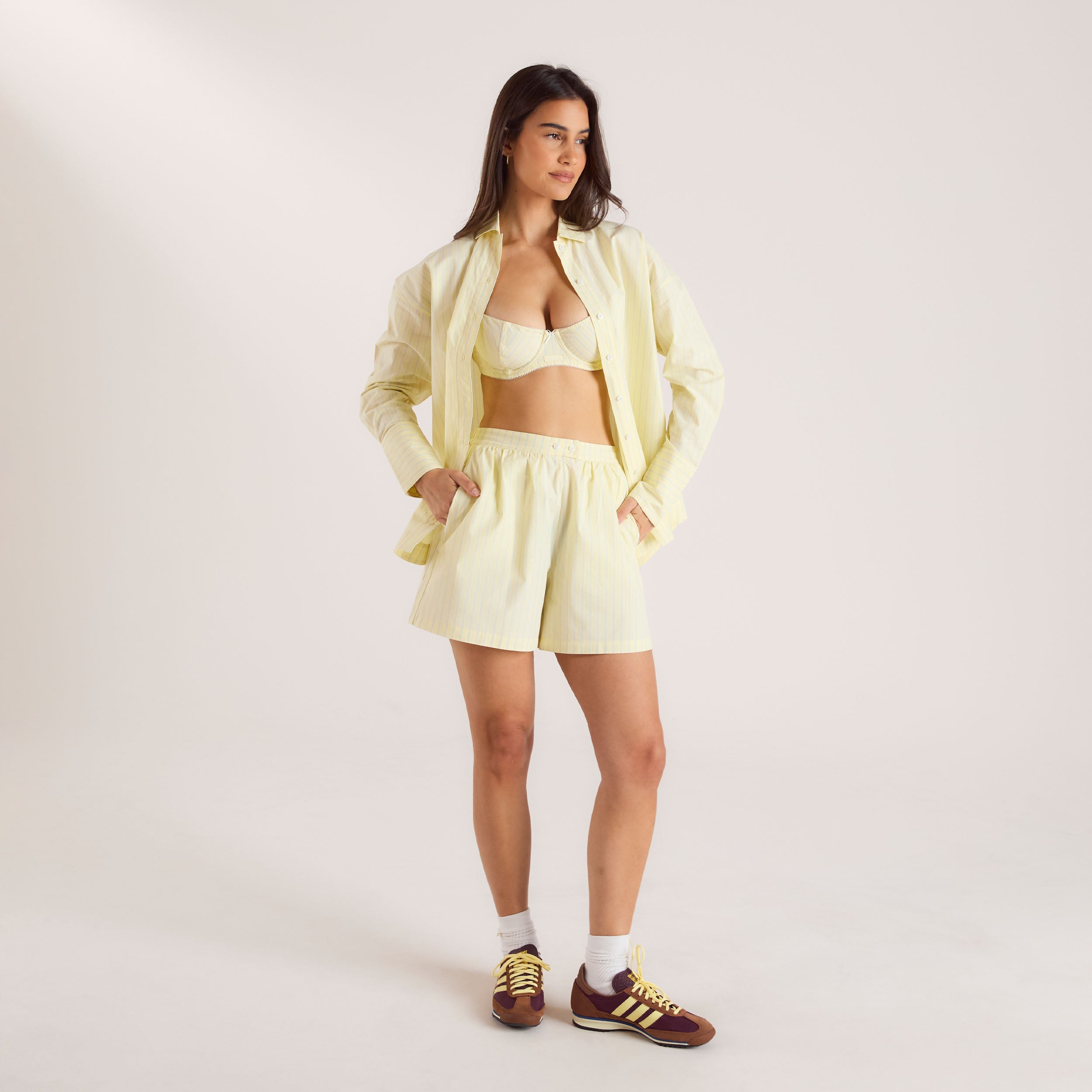 Chemise en Coton Rayée Oversize | Chemise en Coton Rayée Oversize - Jaune