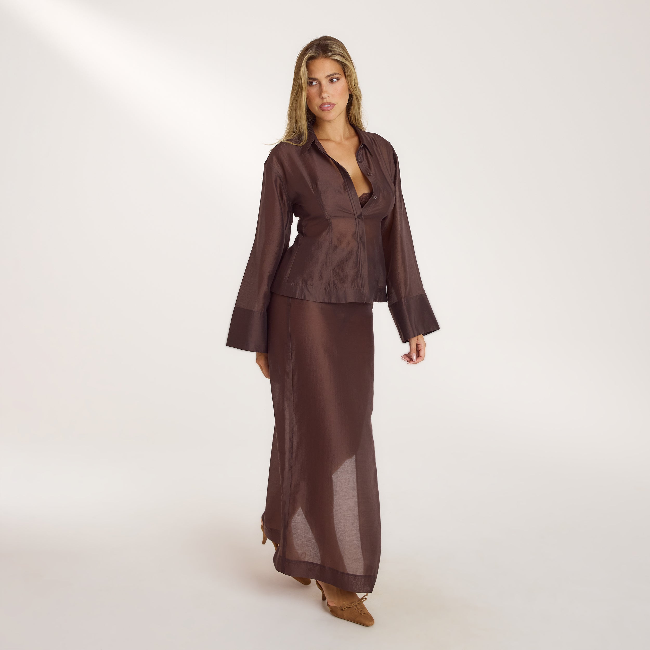 Maxi-Jupe Transparente | Maxi-Jupe Transparente - Chocolat