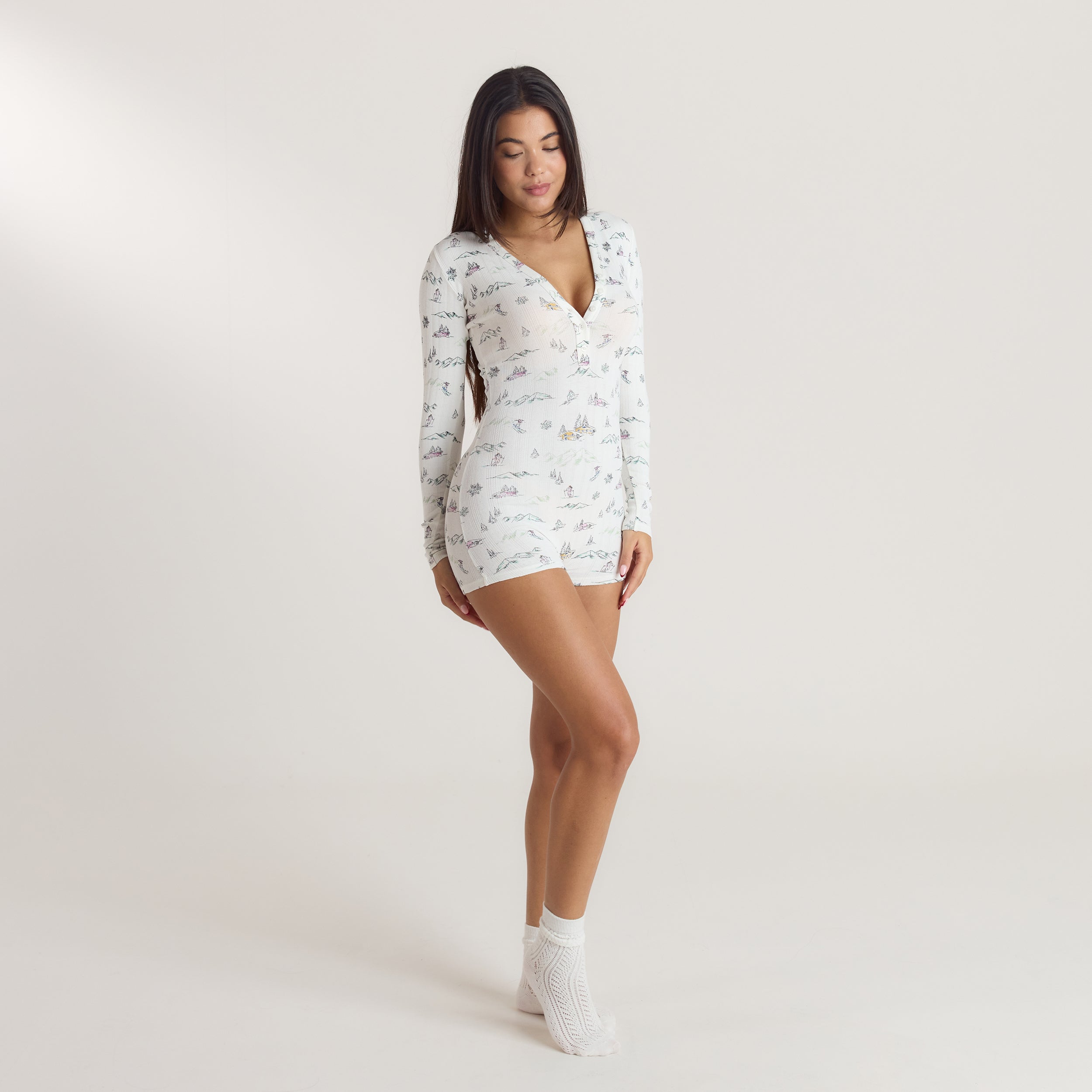 Combinaison en Pointelle Alpine Dreams | Combinaison en Pointelle Alpine Dreams - Imprimé Ski