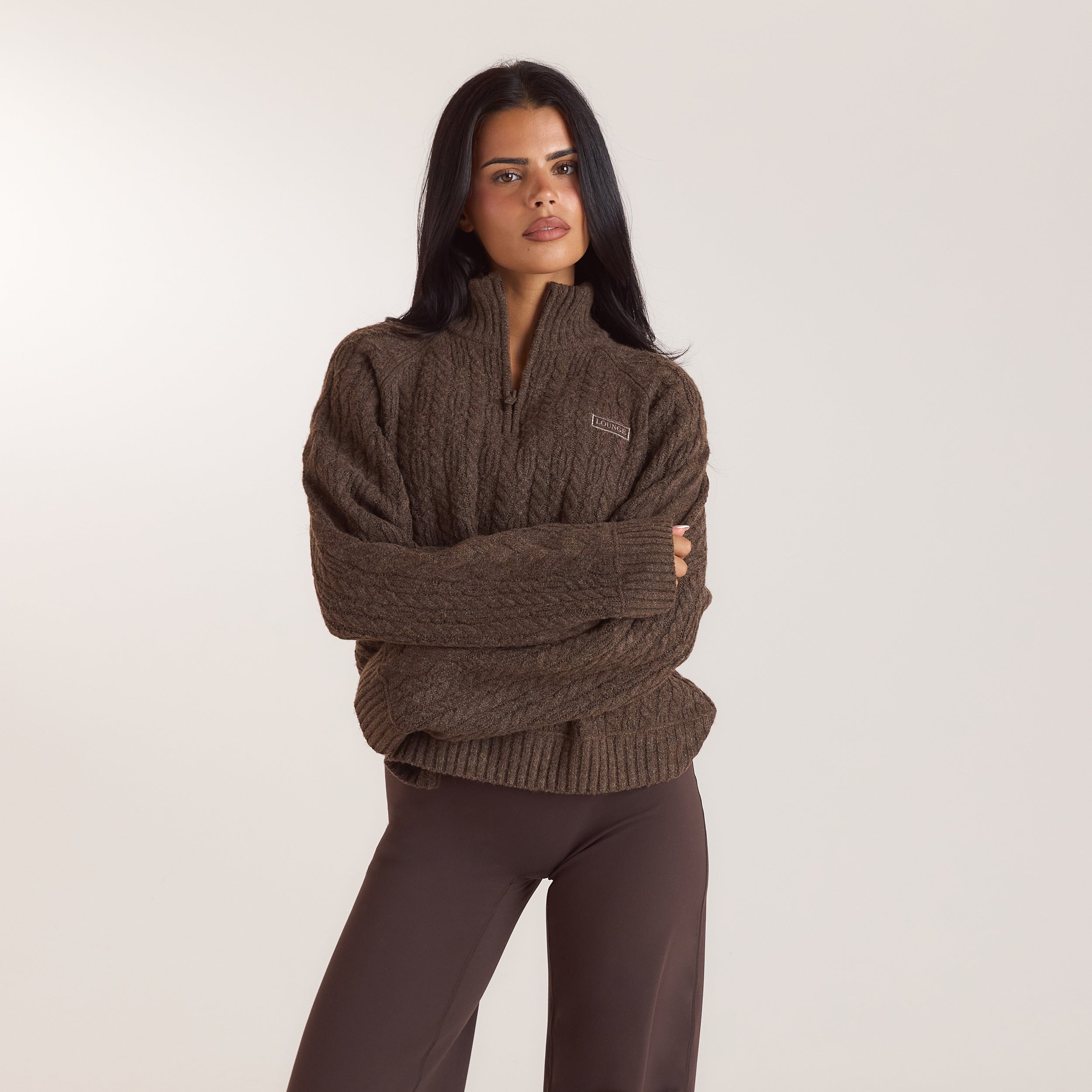 Pull en Maille à Demi-Zip | Pull en Maille à Demi-Zip - Taupe