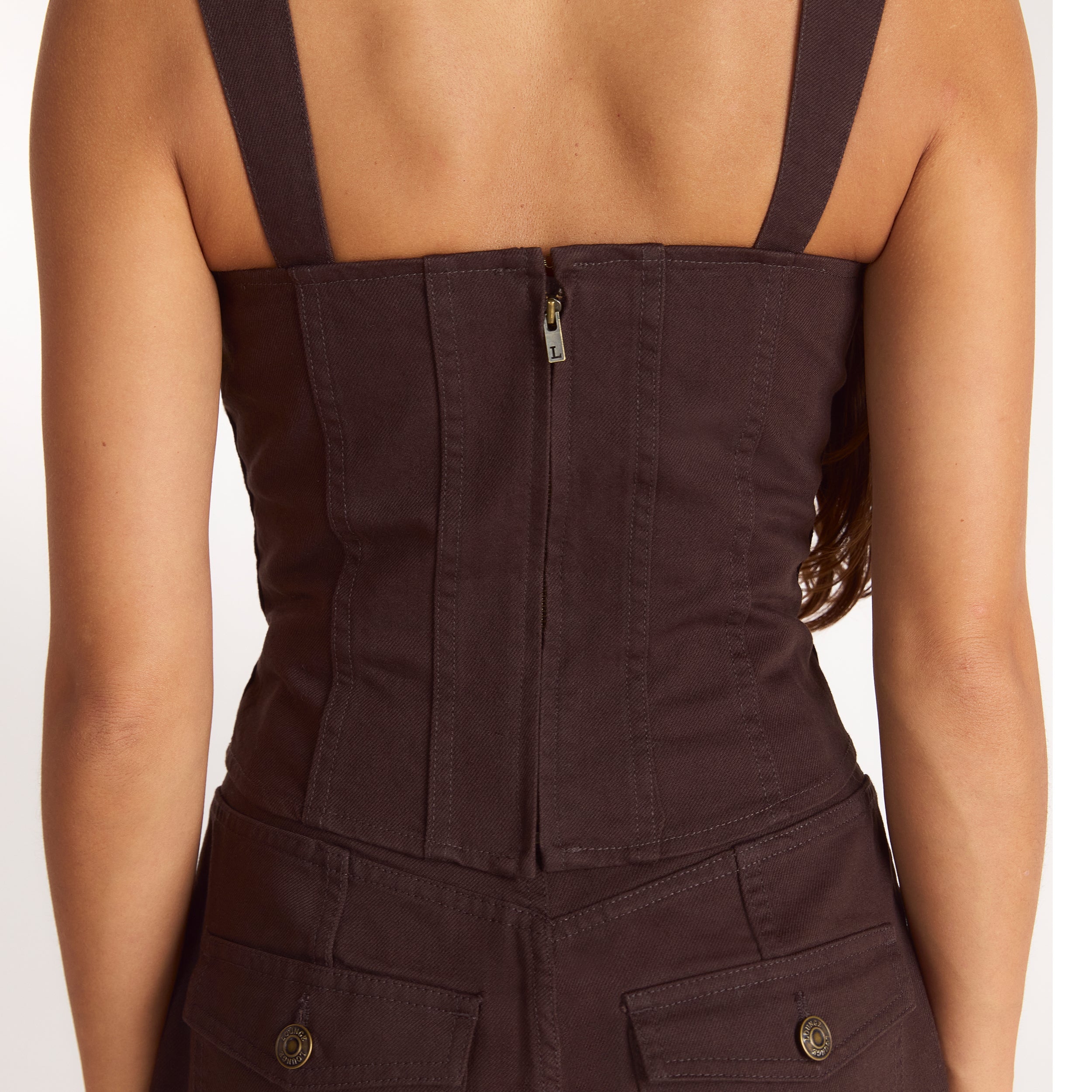 Top Corset en Denim | Top Corset en Denim - Chocolat