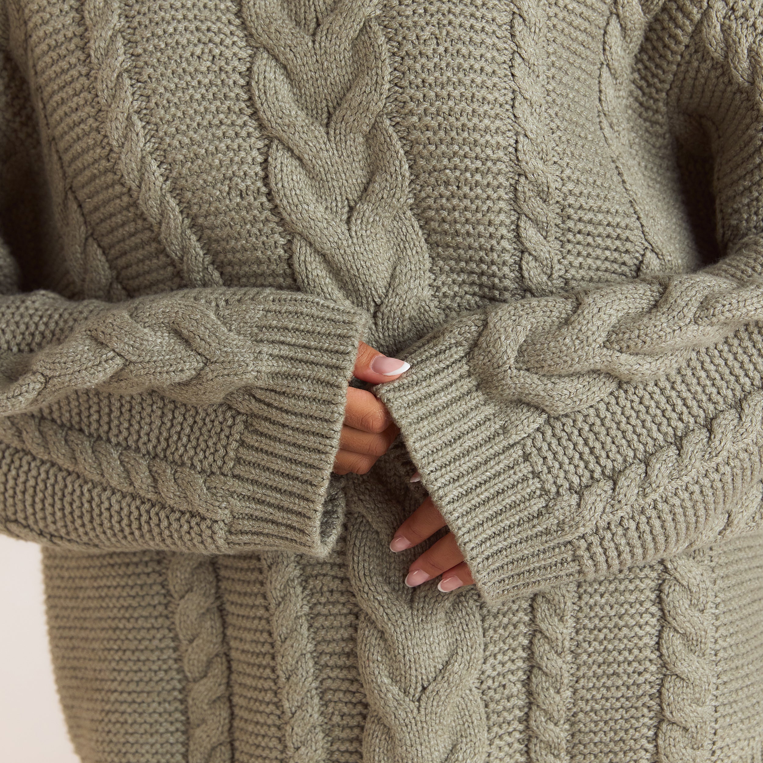 Pull Torsadé Oversize | Pull Torsadé Oversize - Olive