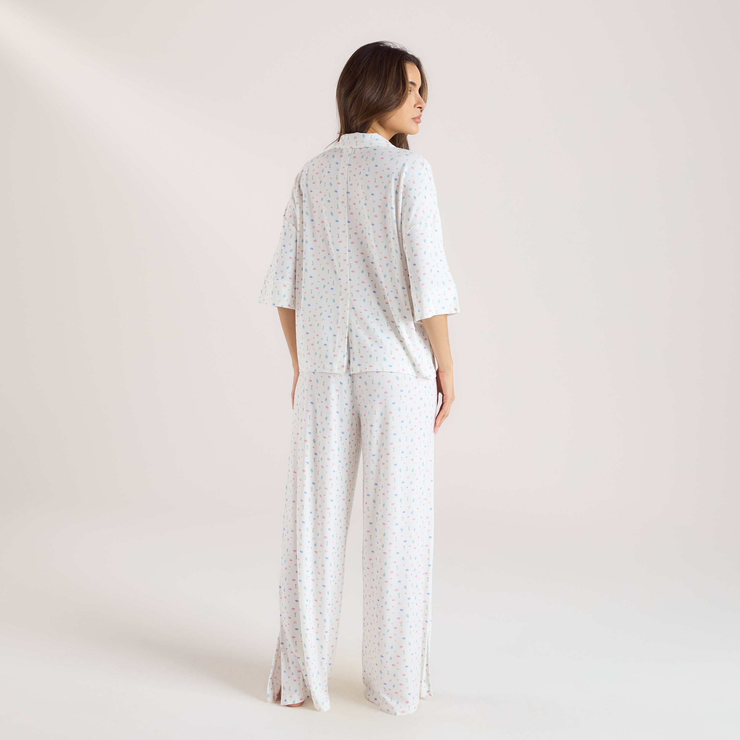 Chemise de Pyjama à Manches Courtes en Modal | Chemise de Pyjama à Manches Courtes en Modal - Blanc Floral