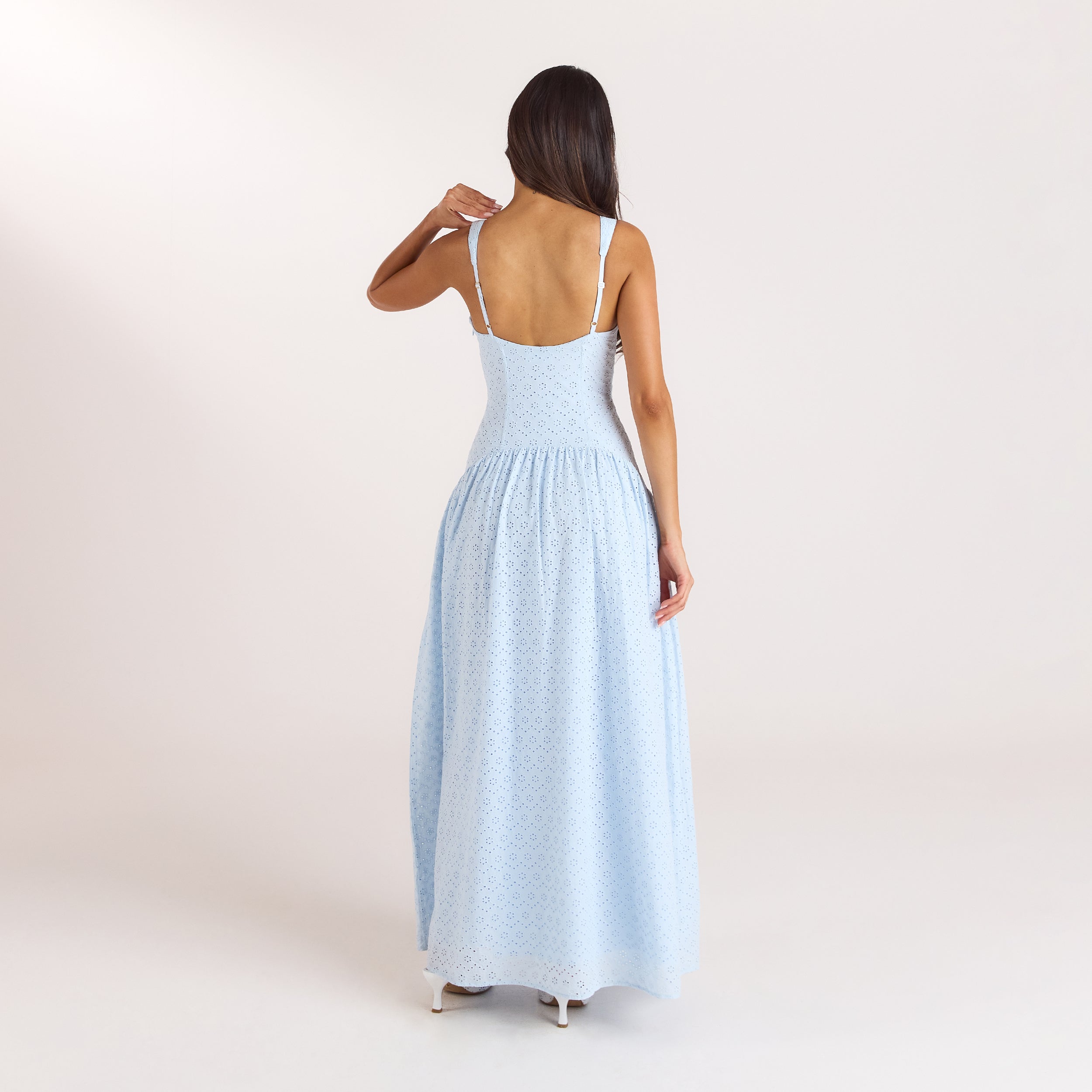 Robe Maxi en Broderie | Robe Maxi en Broderie - Bleu