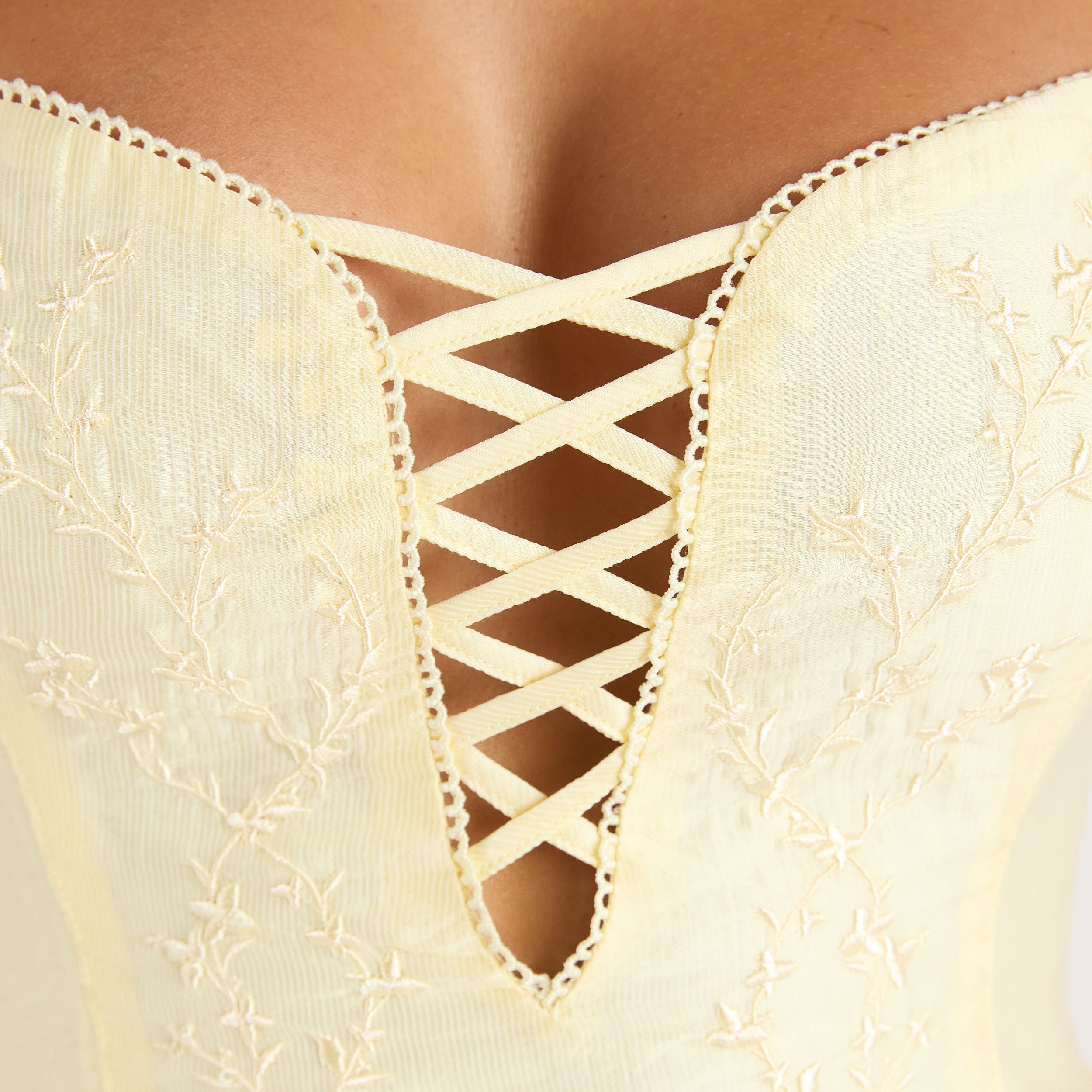 Robe Maxi Brodée | Robe Maxi Brodée - Jaune Citron
