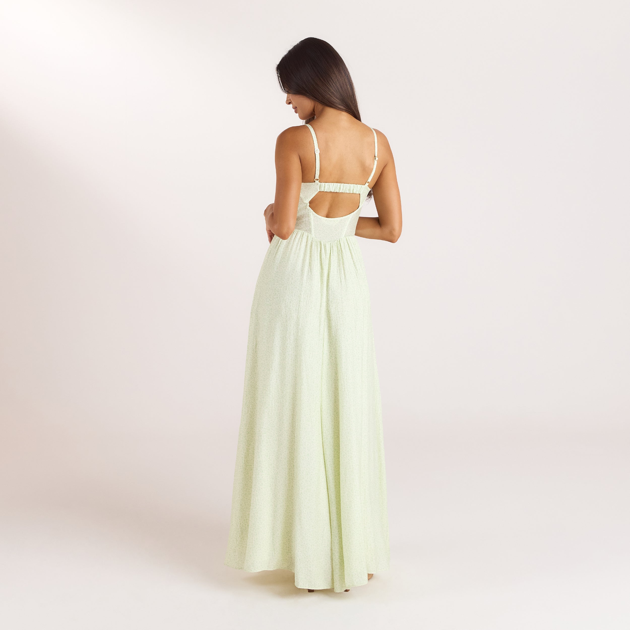 Robe Maxi Plongeante | Robe Maxi Plongeante - Crème Florale