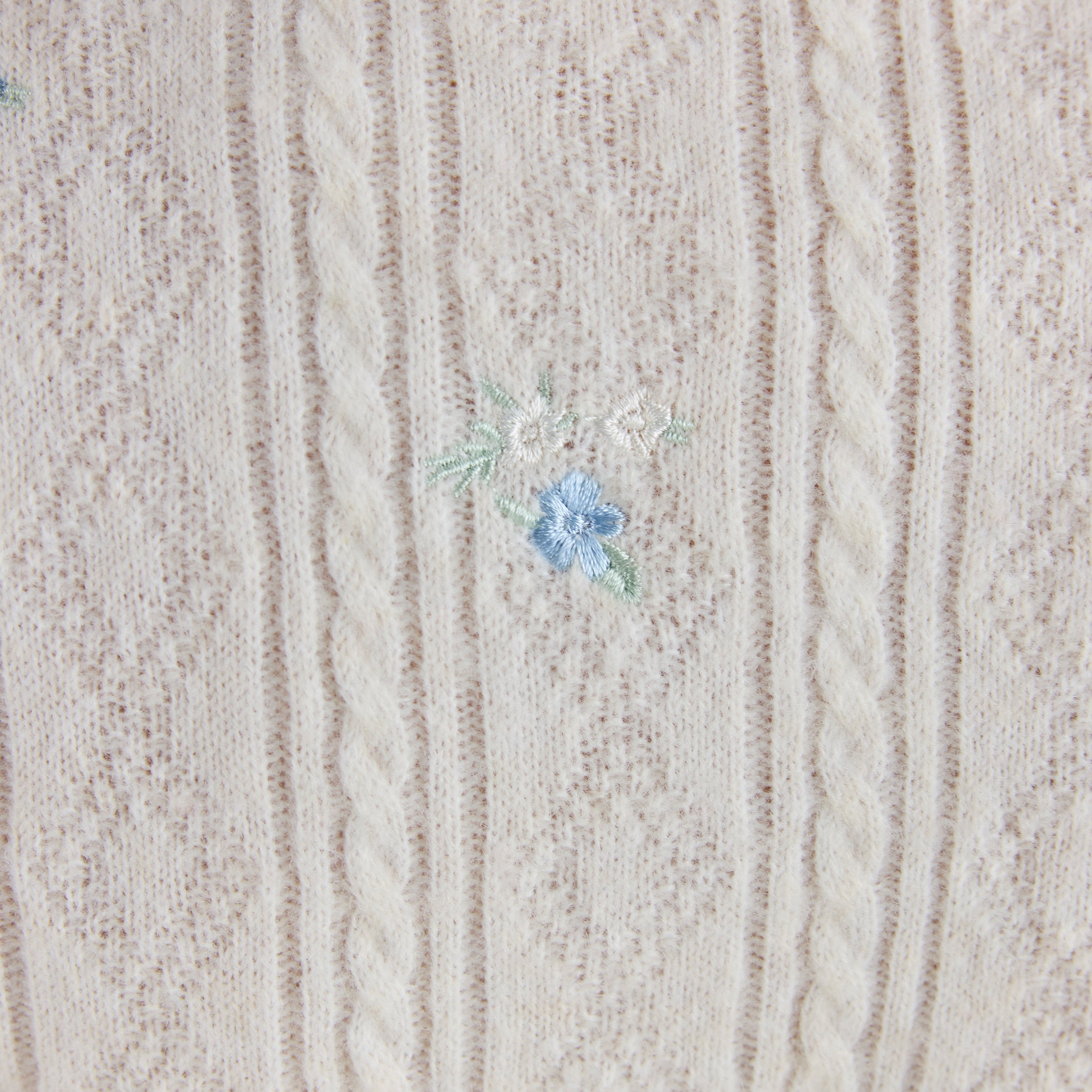 Top en Maille Brodée | Top en Maille Brodée - Crème