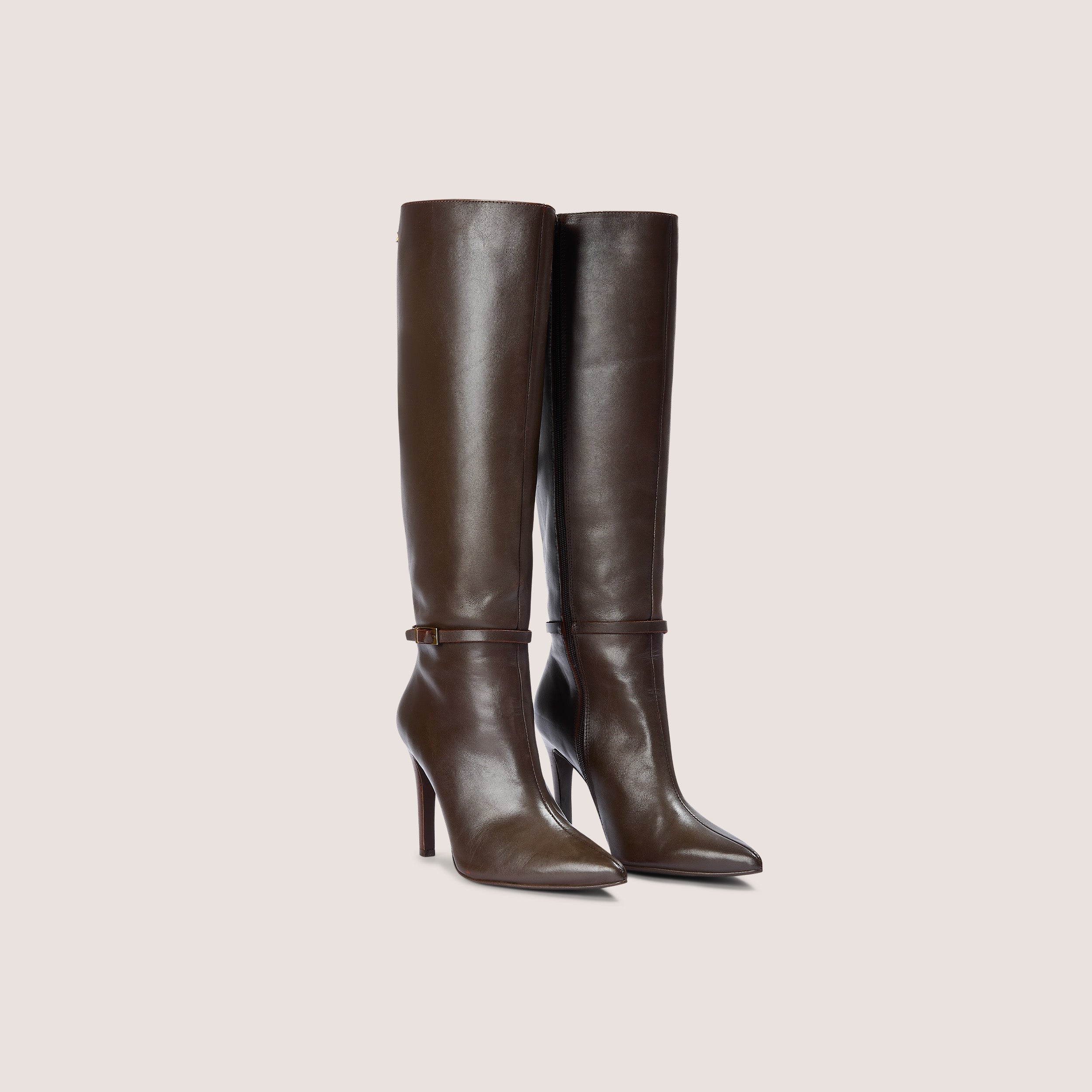 Bottes Hautes en Cuir Juni | Bottes Hautes en Cuir Juni - Marron Foncé
