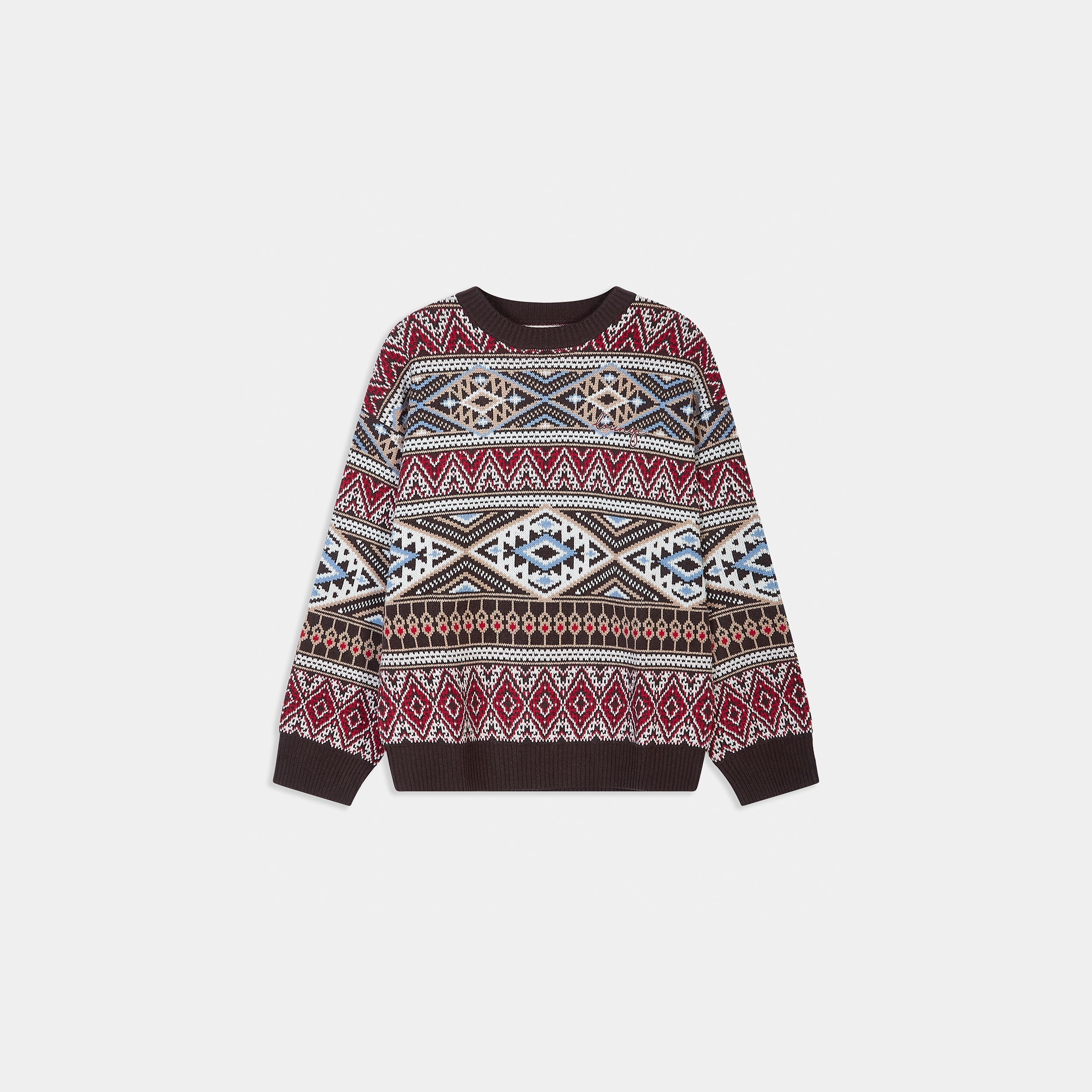 Pull Jacquard | Pull Jacquard - Marron/Rouge