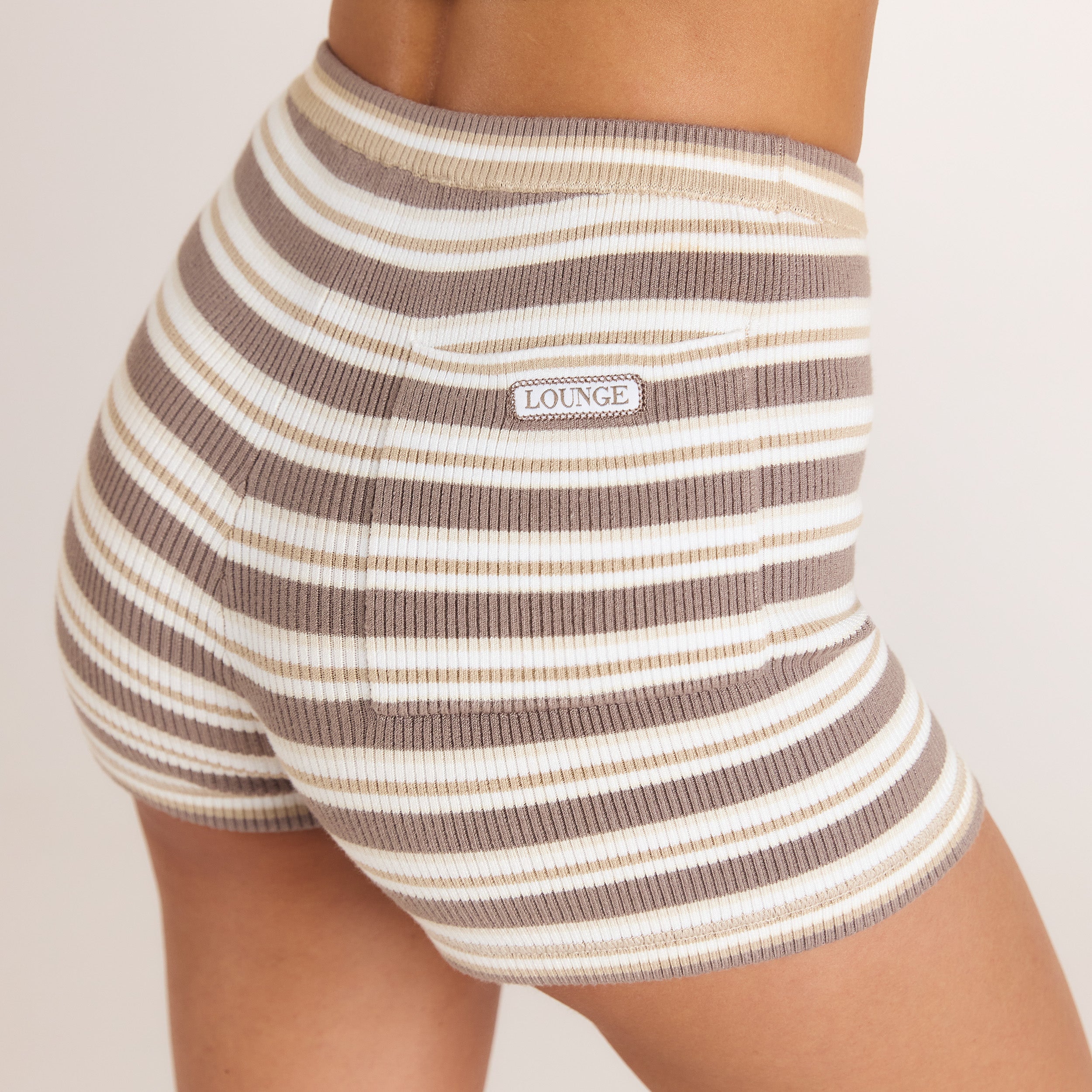 Short en Tricot | Short en Tricot - Rayures Beiges